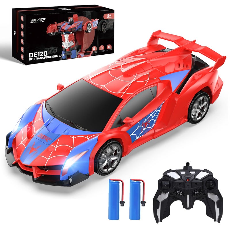 DEERC Spider RC Car Transform Robot 24GHz Remote Control Spider Cars for Kids 118 Scale Toy Car WOneKey Transformation 360 Rotation Auto Mode Rechargeable Battery Robot for Man Boys - Image 3
