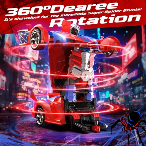 DEERC Spider RC Car Transform Robot 24GHz Remote Control Spider Cars for Kids 118 Scale Toy Car WOneKey Transformation 360 Rotation Auto Mode Rechargeable Battery Robot for Man Boys - Image 5