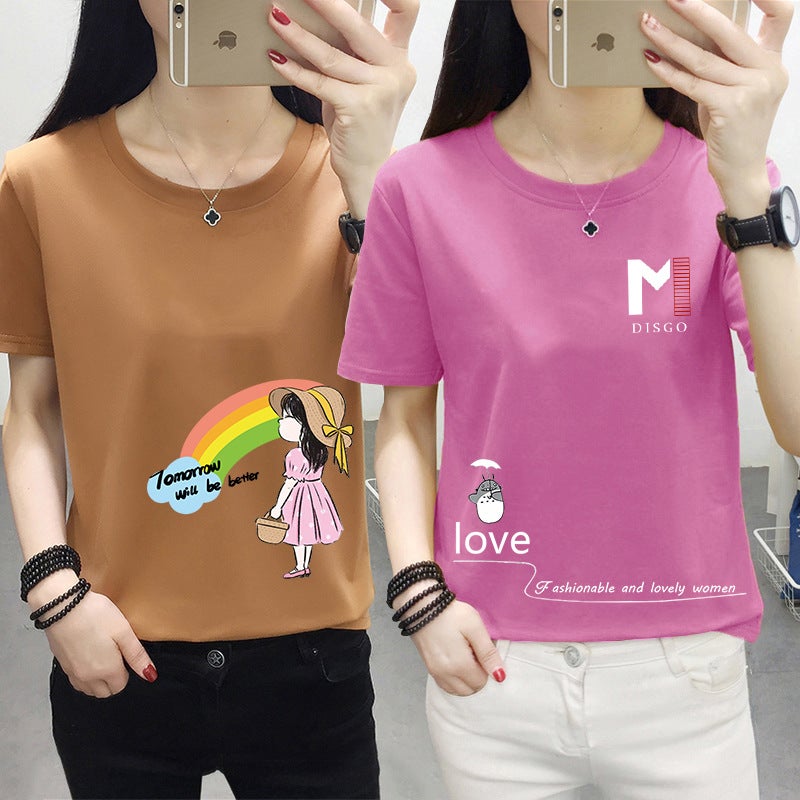 Wholesale Short-Sleeved T-Shirt for Women 2025 Summer New Korean Style Loose Large Size White Half-Sleeved T-Shirt Bottoming Shirt Top - Image 5