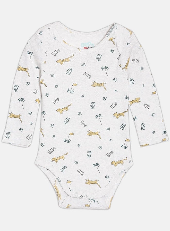 Broon Boys & Girls White and Mustard Printed Rompers | Premium Organic Cotton | Full Sleeves with Print and Embroidery | Infant Wear | Chemical Free | Pack of 2 - Image 5