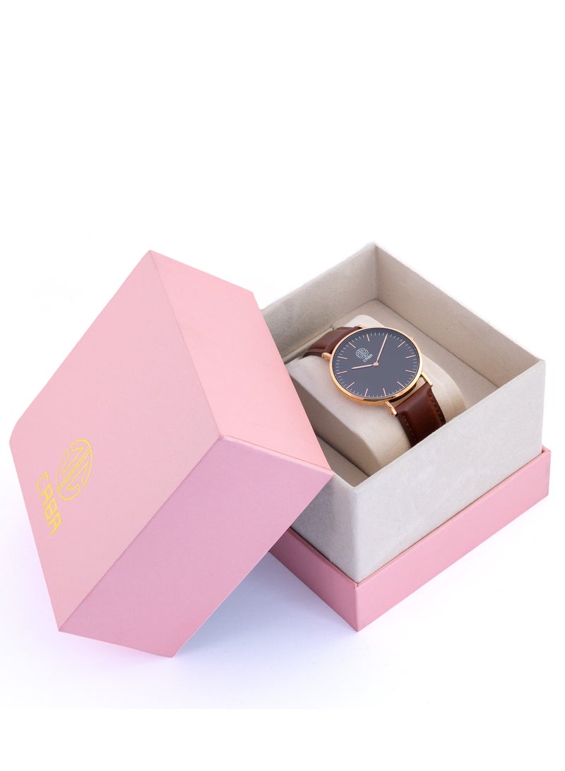 CABA Men's Watch, Classic Design, Luxury Leather Watch Strap, Waterproof, Dark Brown - 3101190023357MR - Image 3