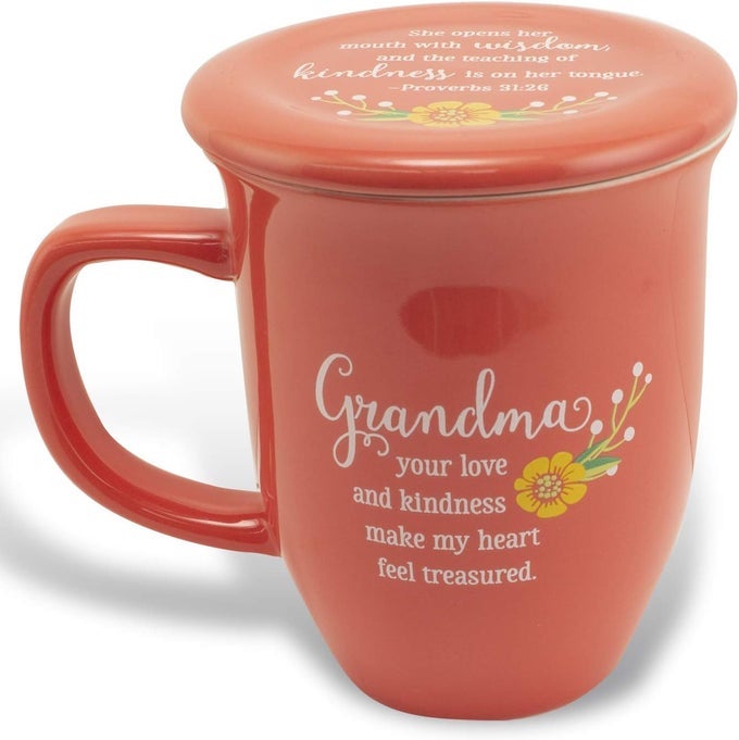 RED ABBEY ABBEY CA GIFT 14OZ FLORAL GRANDMA MUG WITH MATCHING COASTER MUG102