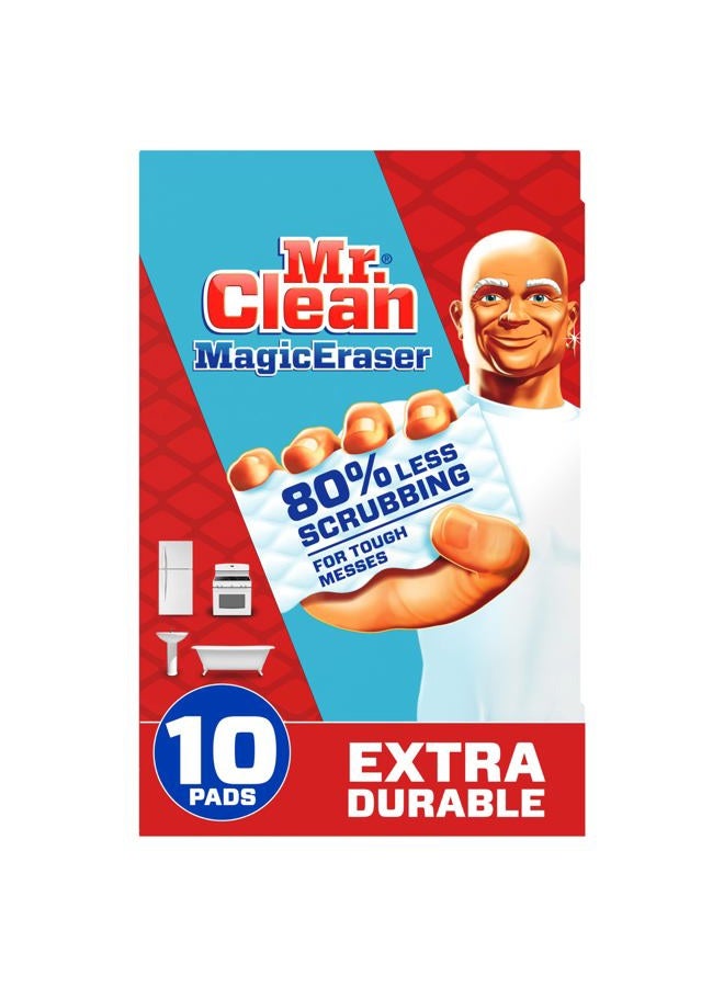 Mr Clean Magic Eraser, Extra Durable, Multi Purpose Cleaner, Shoe, Bathroom, Shower, and Car Window and Windshield Cleaner, Cleaning Pads, 10 Count
