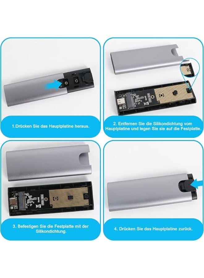علبة خارجية لوحدات تخزين M.2 NVMe وSATA، منفذ USB 3.2 Gen 2 بسرعة 10 جيجابت/ثانية، مع كابل USB-A وUSB-C، تدعم مقاسات 2230 و2242 و2260 و2280 - Image 3