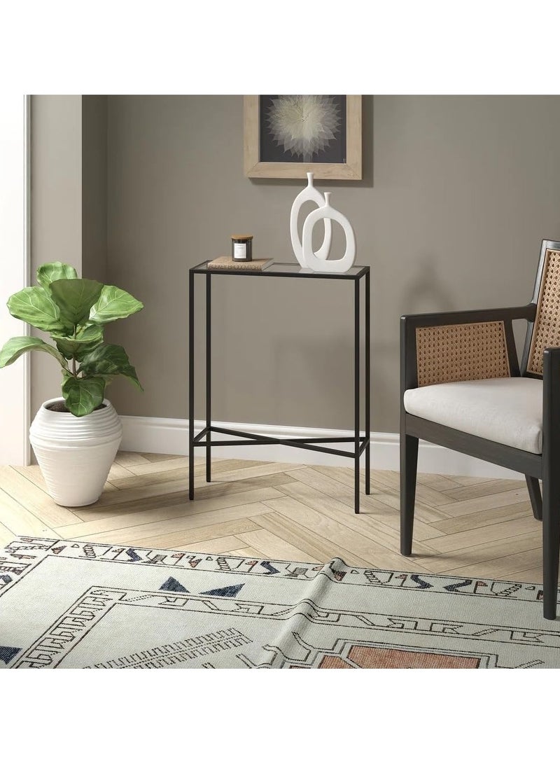 LINGWEI Modern Console Table with Glass Shelves & 1.3cm Thick Metal Frame Pre Assembled Entryway Table For Living Room Hallway or Sofa Side - Image 1