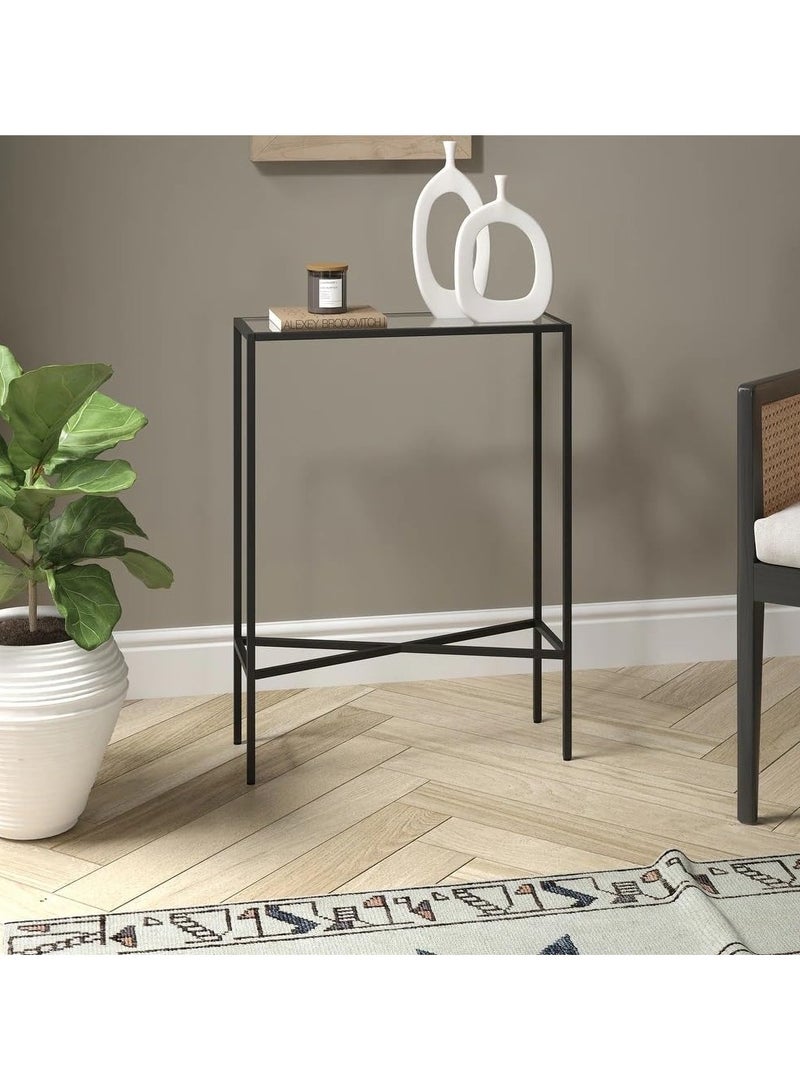 LINGWEI Modern Console Table with Glass Shelves & 1.3cm Thick Metal Frame Pre Assembled Entryway Table For Living Room Hallway or Sofa Side - Image 3