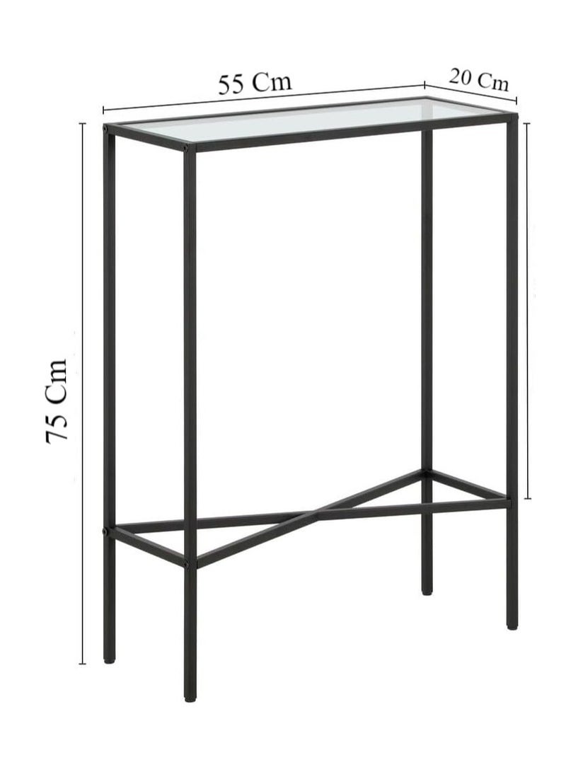 LINGWEI Modern Console Table with Glass Shelves & 1.3cm Thick Metal Frame Pre Assembled Entryway Table For Living Room Hallway or Sofa Side - Image 4
