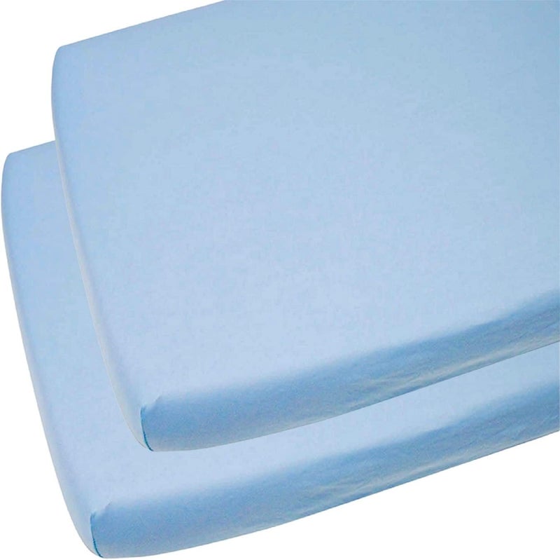 2 x Cot Fitted Sheets 120x60cm - 100% Cotton, Soft breathable baby cot sheets (Blue) - Image 1