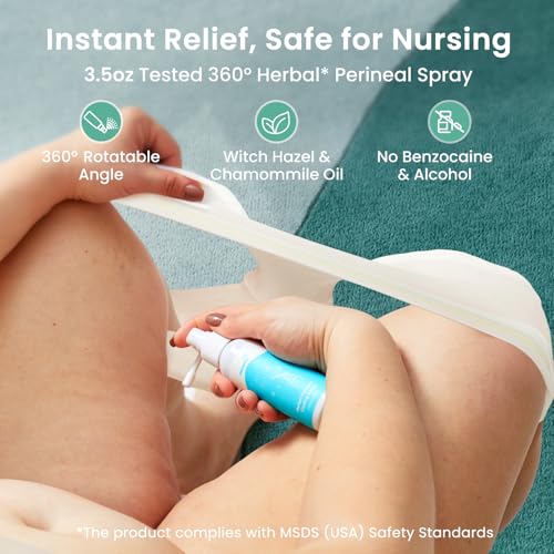 Grownsy Postpartum Essentials Recovery Kit for Labor & Delivery | Postpartum Kit for Women | Includes Upside Down Peri Bottle, Perineal Spray, 28 Cooling Pad Liners,2 Ice Packs &4 Disposable Underwear - Image 5