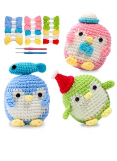 SYOSI Beginners Crochet Kit Adults and Kids Beginners Crochet Kit Complete Set to Make 3 Penguin Stress Relieving Craft Idea Gift | with Step by Step Instruction Video Complete Material Pack  - Image 1