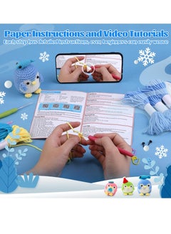 SYOSI Beginners Crochet Kit Adults and Kids Beginners Crochet Kit Complete Set to Make 3 Penguin Stress Relieving Craft Idea Gift | with Step by Step Instruction Video Complete Material Pack  - Image 2