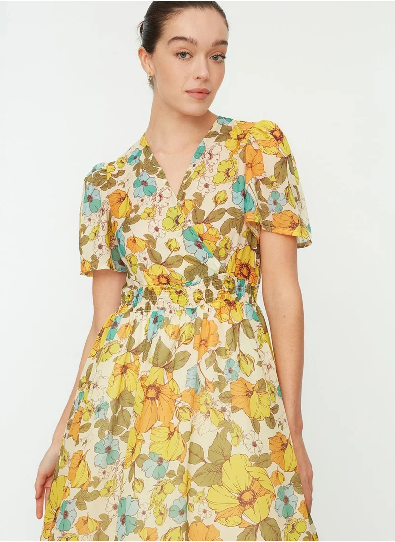 trendyol Floral Print Balloon Sleeve Dress