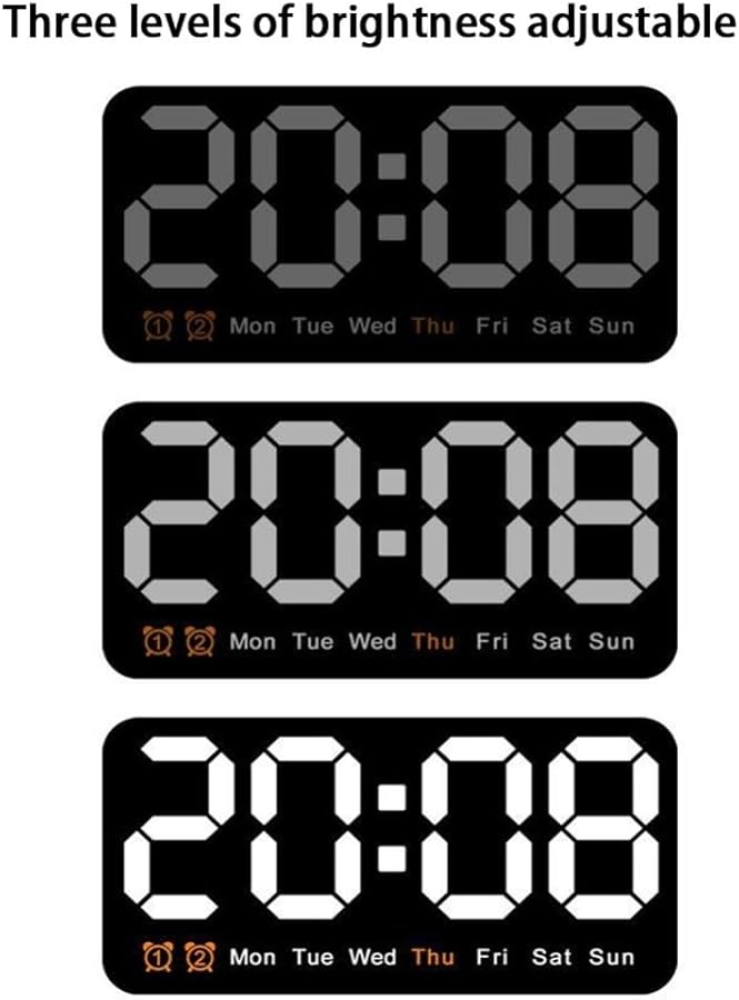 Orange LED Digital Wall Clock Oversized Display Time Week Date Alarm Dual Time Battery - Image 3