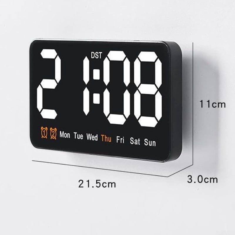 Orange LED Digital Wall Clock Oversized Display Time Week Date Alarm Dual Time Battery - Image 5