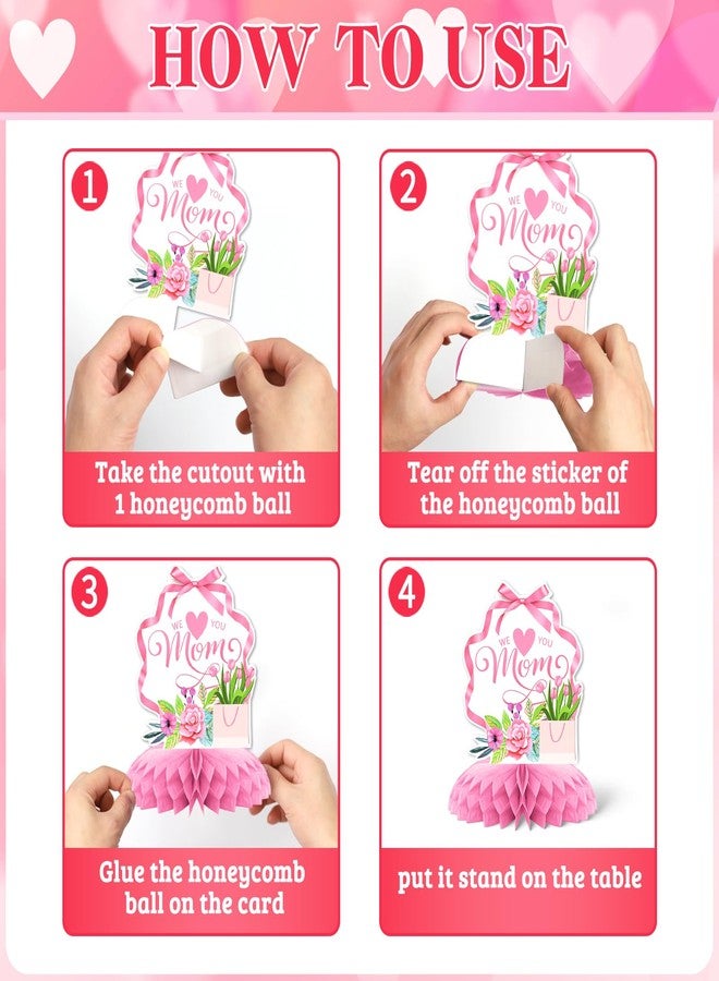 KSKSPE Mother's Day Decorations,9 PCS KSKSPE Mother's Day Centerpieces for Tables Honeycomb Centerpieces 3D Mother's Day Theme Party Decor Supplies Boys Girls - Image 3
