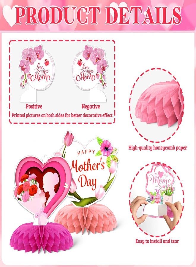 KSKSPE Mother's Day Decorations,9 PCS KSKSPE Mother's Day Centerpieces for Tables Honeycomb Centerpieces 3D Mother's Day Theme Party Decor Supplies Boys Girls - Image 4