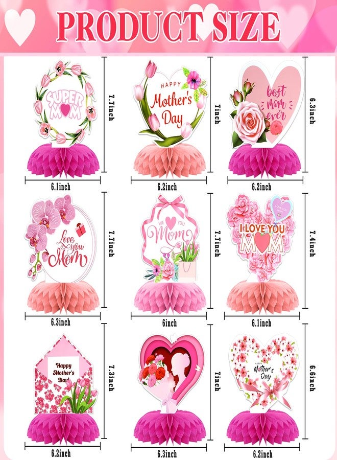 KSKSPE Mother's Day Decorations,9 PCS KSKSPE Mother's Day Centerpieces for Tables Honeycomb Centerpieces 3D Mother's Day Theme Party Decor Supplies Boys Girls - Image 2