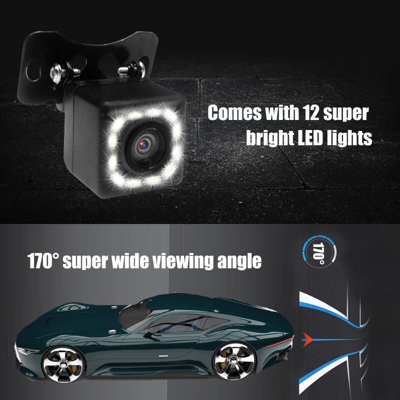 QUICTO Car Backup Camera, Waterproof Ultra HD 12 LED Night Vision Rear View Camera, 170Â° Wide View Angle Long License Plate Frame Camera, Universal Cars, SUV, Trucks, RV - Image 4