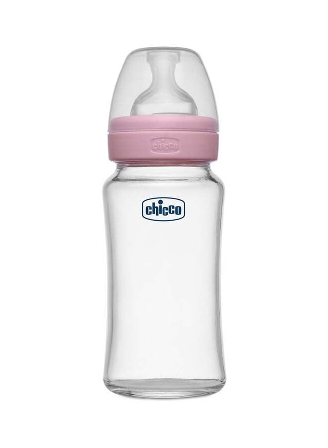 Chicco زجاجة رضاعة صحية (240 مل، تدفق متوسط) (وردي) 2M+ - Image 1