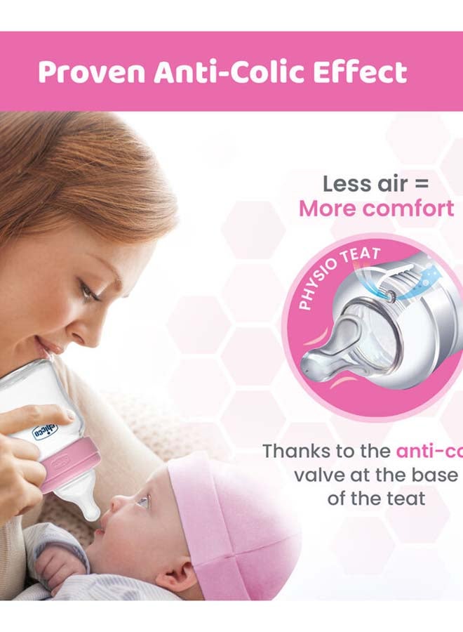 Chicco زجاجة رضاعة صحية (240 مل، تدفق متوسط) (وردي) 2M+ - Image 4