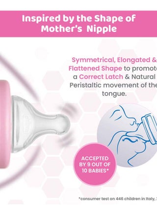 Well-Being Glass Feeding Bottle (240ml, Medium Flow) (Pink) 2M+ - view 5