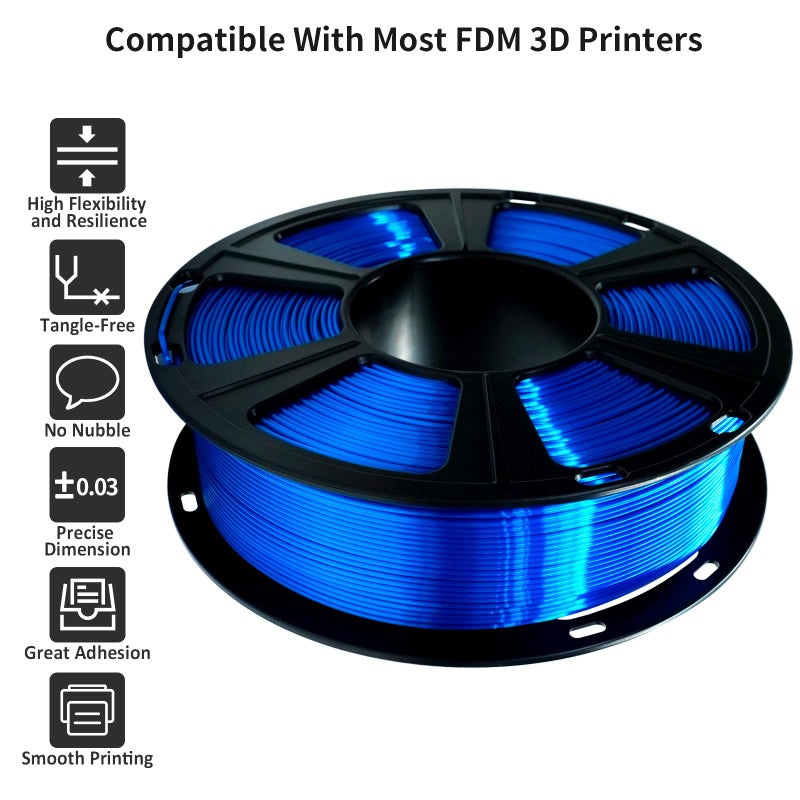 GIANTARM 3D Printer Filament, Silk Royal Blue Pla Filament, 1Kg(2.2lbs) Spool, 1.75mm Dimension Accuracy +/- 0.03mm, 3D Printing Filament - Image 4