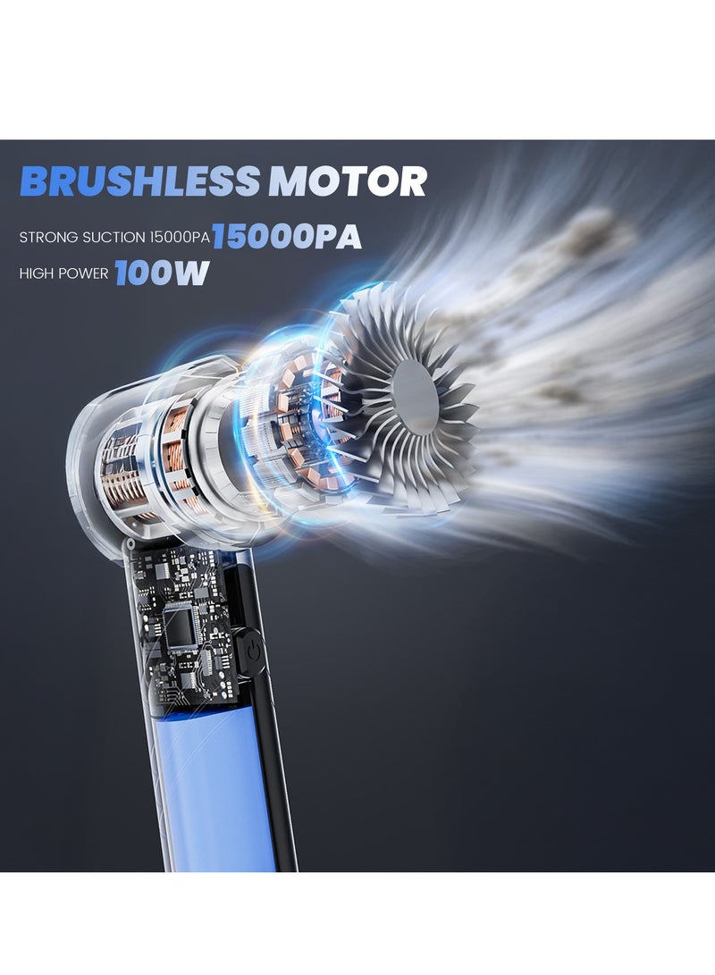 إيسي مكنسة كهربائية للسيارةمكنسة كهربائية محمولة باليد للسيارة، مكنسة كهربائية صغيرة لاسلكية بقوة 15000 باسكال، مكنسة كهربائية عالية الطاقة قابلة لإعادة الشحن مع فوهات متعددة للاستخدام في المنزل والمكتب والحيوانات الأليفة والمركبات - Image 2