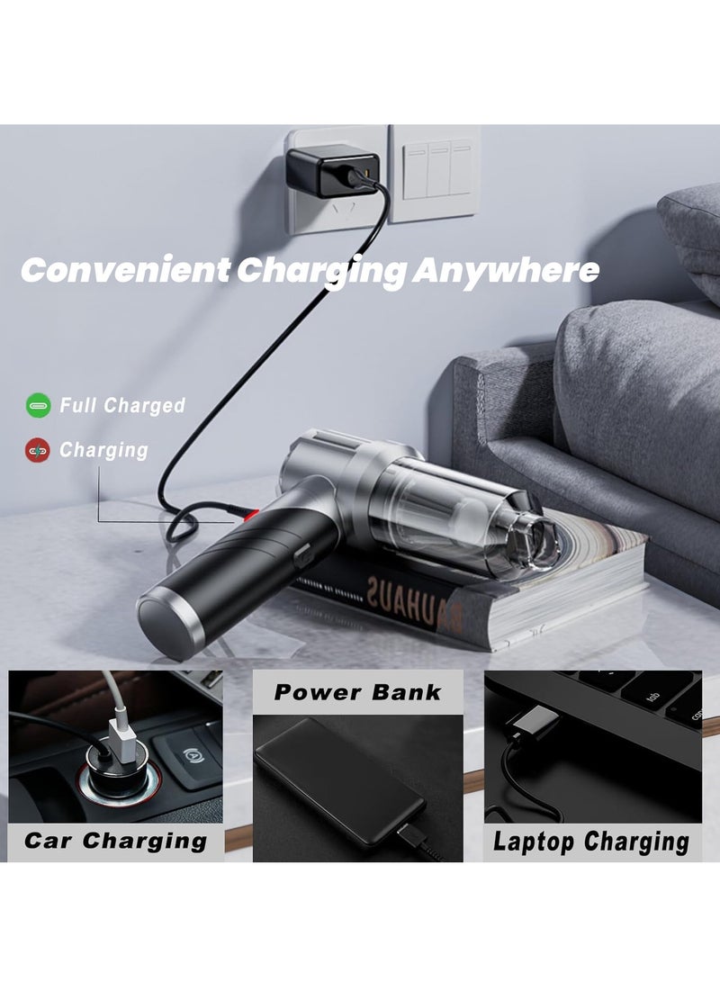 إيسي مكنسة كهربائية للسيارةمكنسة كهربائية محمولة باليد للسيارة، مكنسة كهربائية صغيرة لاسلكية بقوة 15000 باسكال، مكنسة كهربائية عالية الطاقة قابلة لإعادة الشحن مع فوهات متعددة للاستخدام في المنزل والمكتب والحيوانات الأليفة والمركبات - Image 5