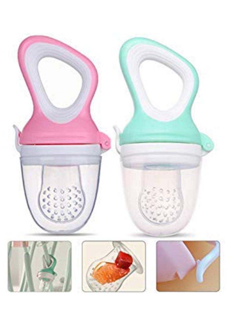 SOLARAE 2 Pack Fresh Fruit Silicone Nipple Teething Toy-Fresh Fruit Feeder for kids Bonus 3 Pcs Replacement Silicone Pouches Baby Fruit Feeder Pacifier Teething Pacifiers Nibbler - Image 3