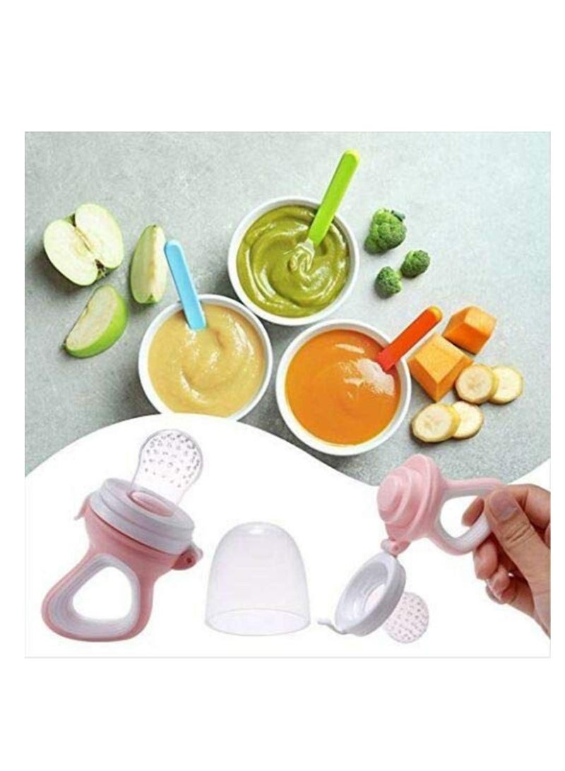 SOLARAE 2 Pack Fresh Fruit Silicone Nipple Teething Toy-Fresh Fruit Feeder for kids Bonus 3 Pcs Replacement Silicone Pouches Baby Fruit Feeder Pacifier Teething Pacifiers Nibbler - Image 4