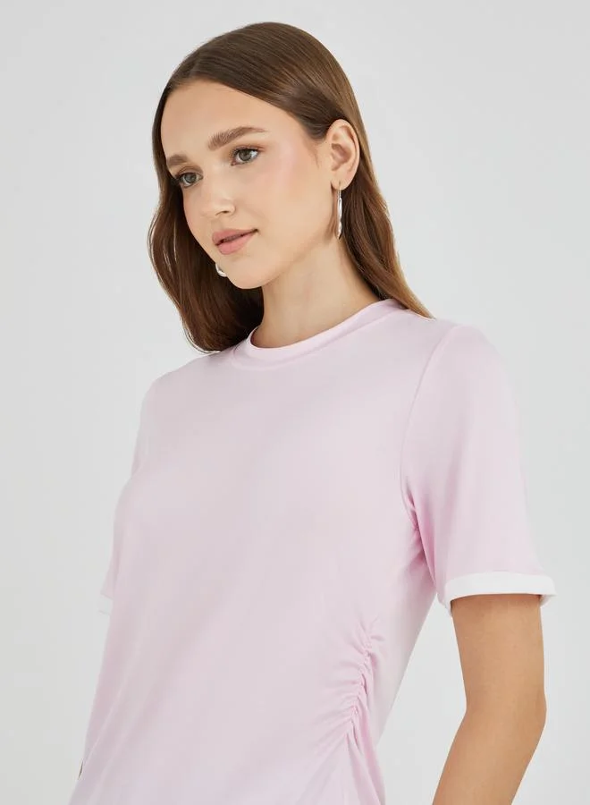 Take Two Take Two Side Ruched Detail Short Sleeve T-Shirt