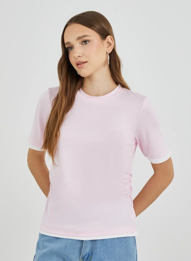 Take Two Take Two Side Ruched Detail Short Sleeve T-Shirt
