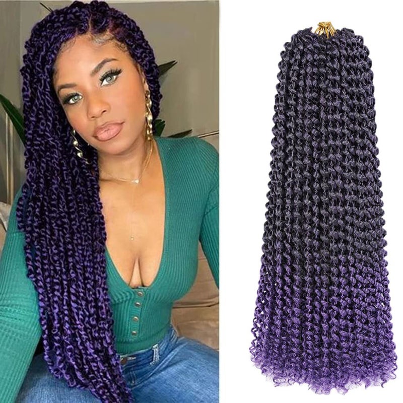 ShowCoco Purple Passion Twist Hair 18 Inch Water Wave Crochet Hair for 6 Packs Passion Twist Crochet Hair Bohemian Hair Braiding Passion Twist Braids Synthetic Hair Extensions 18 Inch 1BPurple
