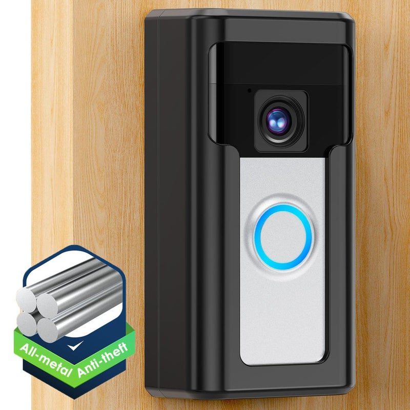 Liwin All-Metal Adhesive Video Doorbell Mount Compatible with Ring/Blink Wireless Video Doorbell, No-Drill Mounting Bracket Wedge Adapter Holder Accessories for Home Rentals, Black - Image 1
