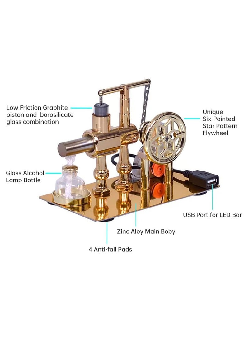 Verci - Golden Aluminum Alloy Stirling Engine Generator, Educational Physics Science Toy Model for Ages 14+, DIY Assembly Science Experiment Kit - Image 1