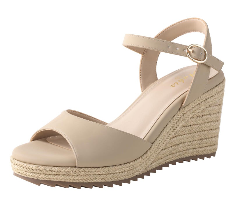 Ankis Espadrilles Wedges Sandals for Women Wedge Platform Sandals Heels Peep Open Toe Comfortable Ankle Strap Buckle Summer Wedge Heels - Image 1