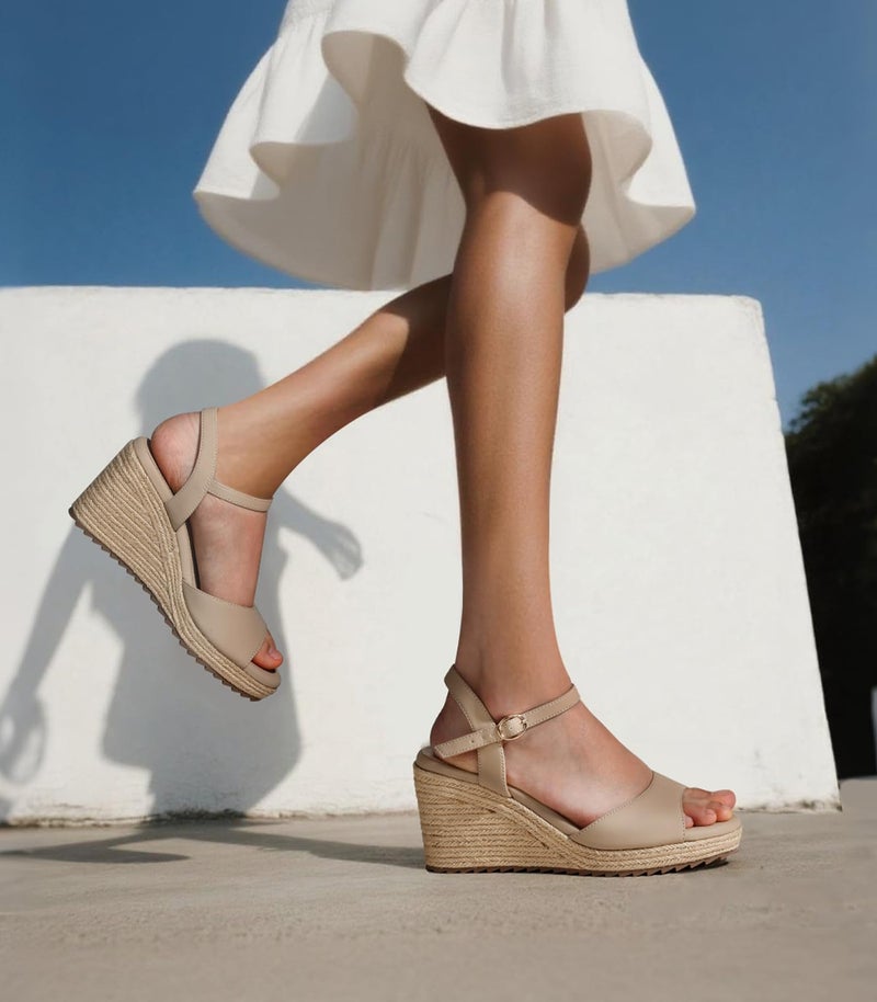 Ankis Espadrilles Wedges Sandals for Women Wedge Platform Sandals Heels Peep Open Toe Comfortable Ankle Strap Buckle Summer Wedge Heels - Image 4
