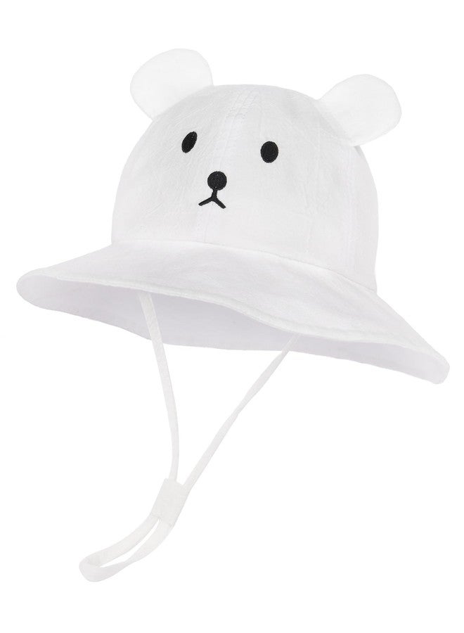 FURTALK Baby Toddler Sun Hat Wide Brim Baby Bucket Hats with Bear Ears Infant Beach Hat White - Image 1
