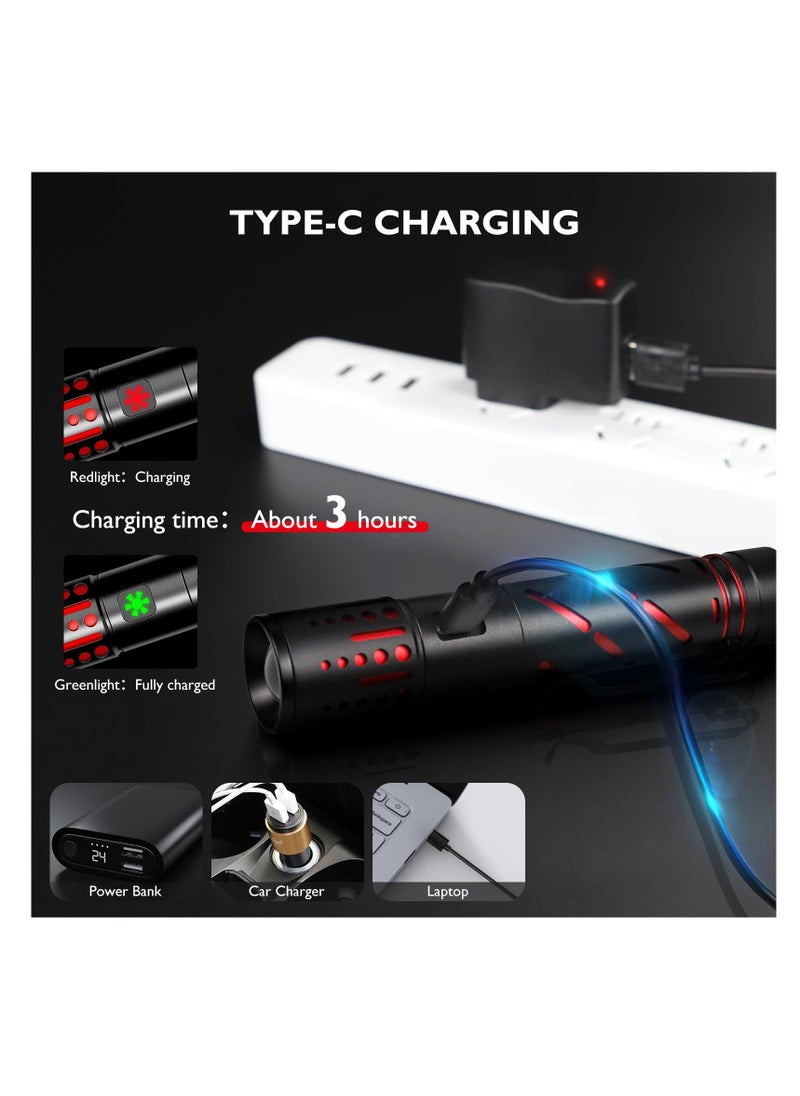 SYOSI - Fast Rechargeable Flashlights for Home, Tactical Flashlights High Lumens 20000, 3 Modes Zoomable Waterproof Mini Flashlight, Powerful LED Flash lights for Camping, Hiking (Battery Include) - Image 1