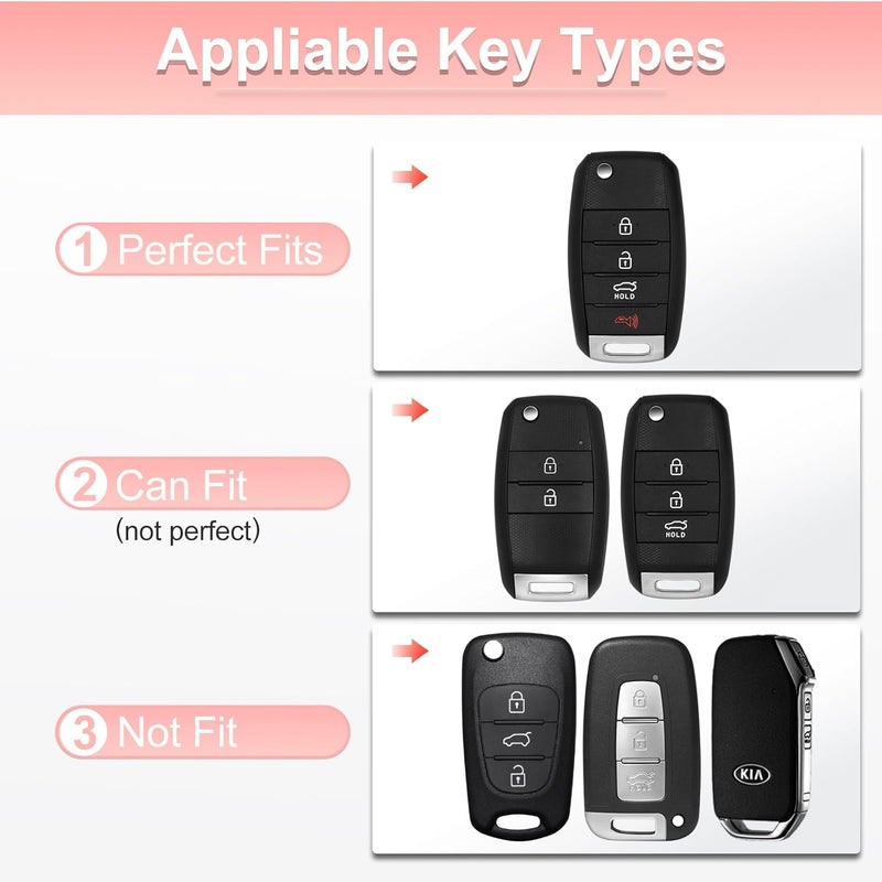 PANGPAI Pink Key Fob Cover for Kia, Soft TPU Key Case Protection with Bling Keychain Fit for Kia Sedona Rio Optima Soul Sportage Sorento Carens Flip Key - Image 2