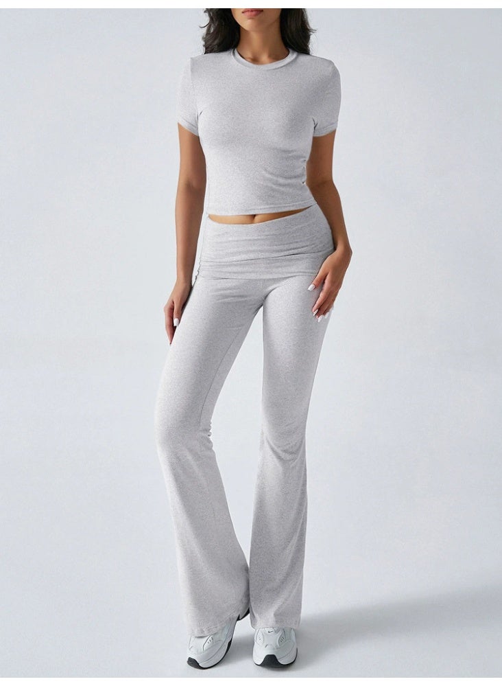 general 2025 - 2026 Leisure Solid Color Slim-Fitting Short-Sleeved Pants Set - Image 1