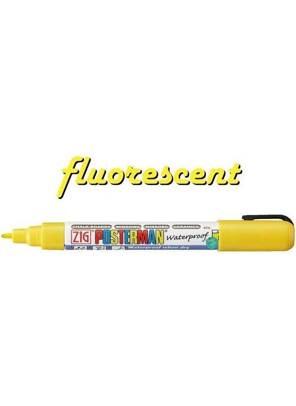 Zig Posterman Waterproof Painting Marker Fine Tip 1 mm Fluo Yellow 