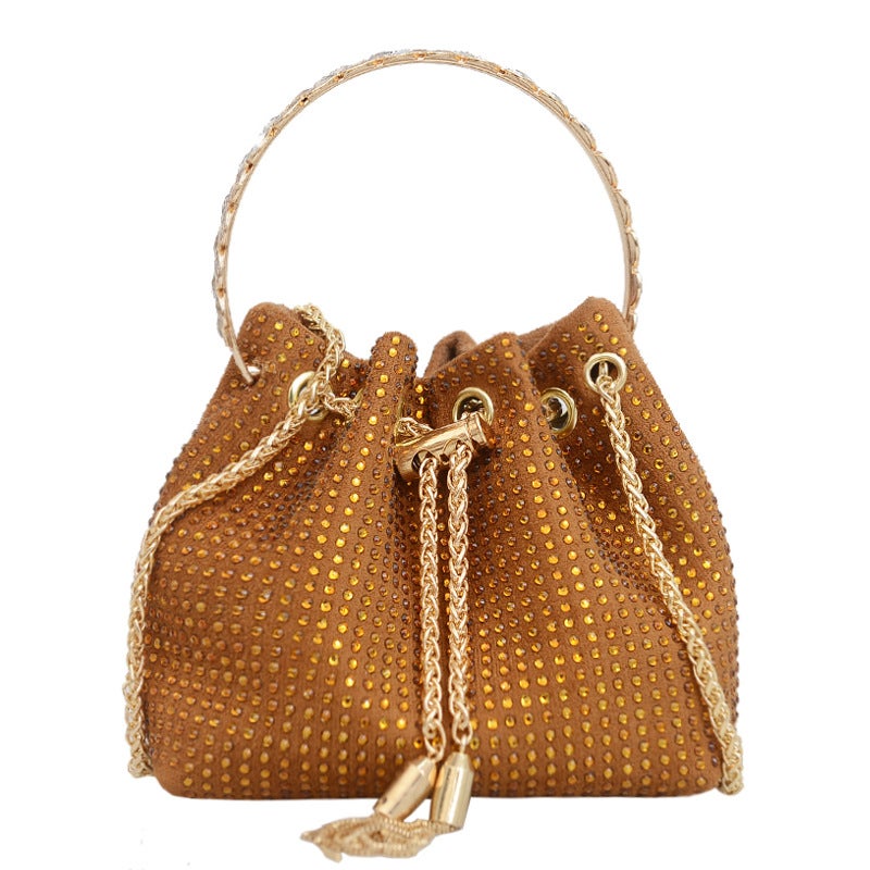 Trendy Niche Messenger Small Bag 2024 Rhinestone Bag Women'S Chain Full Rhinestone Bucket Bag Evening Bag - Image 1