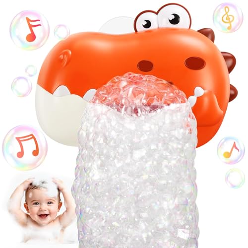 WAVISA Baby Bath Toys Rechargeable Dinosaur Bath Bubble Machine with Music Bathtime Bathtub Toys for Toddlers Birthday Easter Gifts Bubble Maker Toys for Kids Ages 13 48 Baby Gifts Red - Image 1