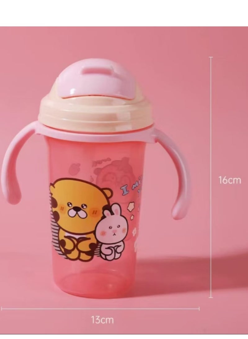 Milestones Sippy Cup with Straw and Handles,Training Cup-300ML-Tiger & Rabbit - Image 1
