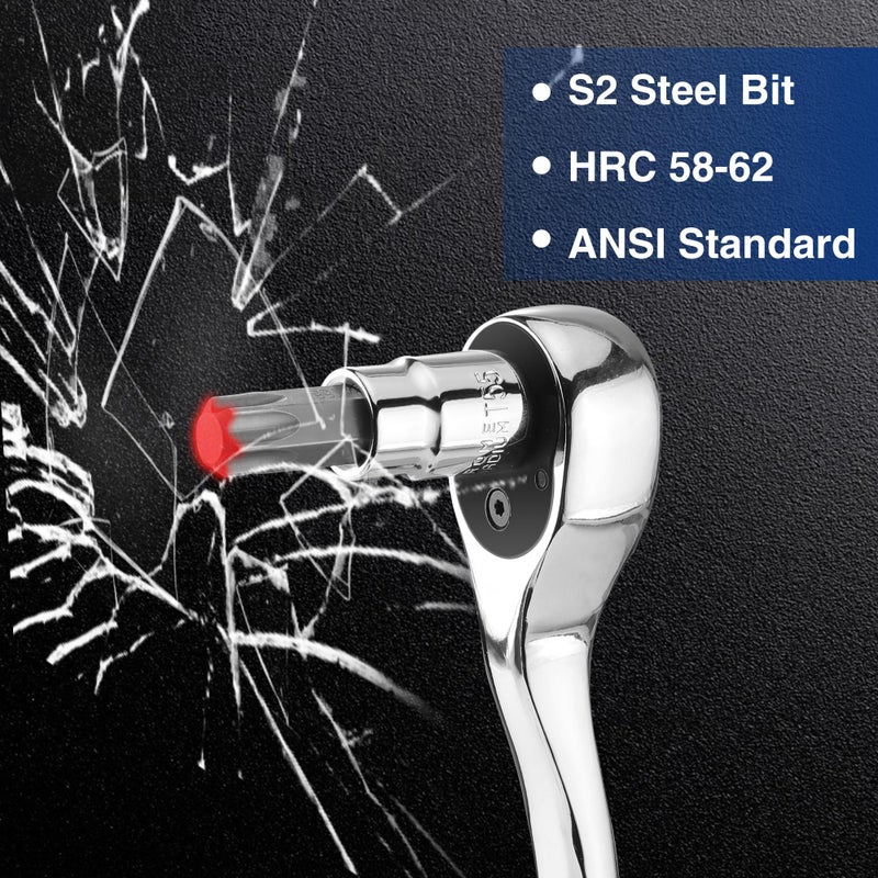 WORKPRO 13-Piece Torx Bit Socket Set T8-T60, 1/4", 3/8" and 1/2" Drive, S2 Steel 6 Point Star Bits and CR-V Sockets with Storage Case For Hand Use Work On Cars, Trucks - Image 3