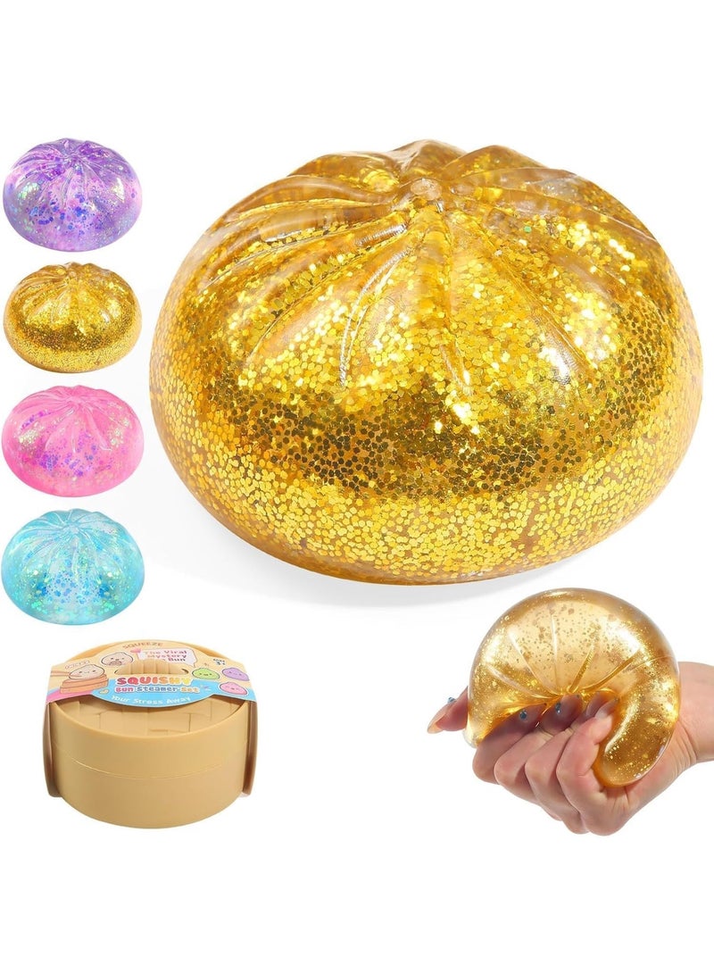 GIOIO Sugar Glitter Dumpling Squishy,Bao Bun Squishy Dumling Mystery Box,Stress Relief Fidget Squeeze Toys for 3+ Year Boys Girls,Party Favors,Goodie Bags Fillers,Birthday Day Gifts(Rand - Image 1
