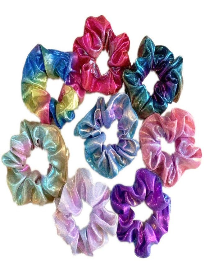 LOVEF Shiny Metallic Scrunchies, Women Girls Mermaid Hair Scrunchie Elastics Ponytail Holder for Gym Dance Party Club（16 Pieces） - Image 2