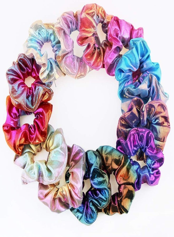 LOVEF Shiny Metallic Scrunchies, Women Girls Mermaid Hair Scrunchie Elastics Ponytail Holder for Gym Dance Party Club（16 Pieces） - Image 5