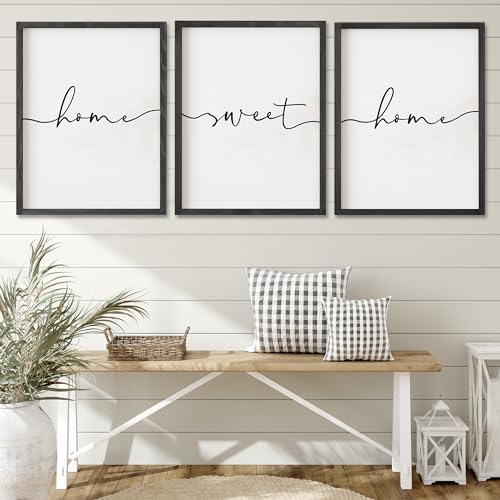 Heiple Set of 3 Framed Farmhouse Home Sweet Home Sign Above Bed Wall Decor for Bedroom Decor Wall Art Wood Signs - Image 1